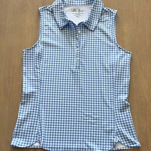 Lillie Green Blue Checkered Sleeveless Shirt